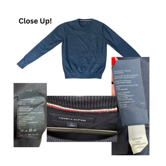 Medium Men's Navy Blue Tommy Hilfiger Knit Sweater - Picture 4 of 4